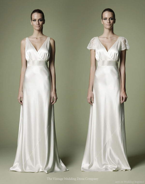 1930s vintage inspired wedding gown with and without lace sleeves