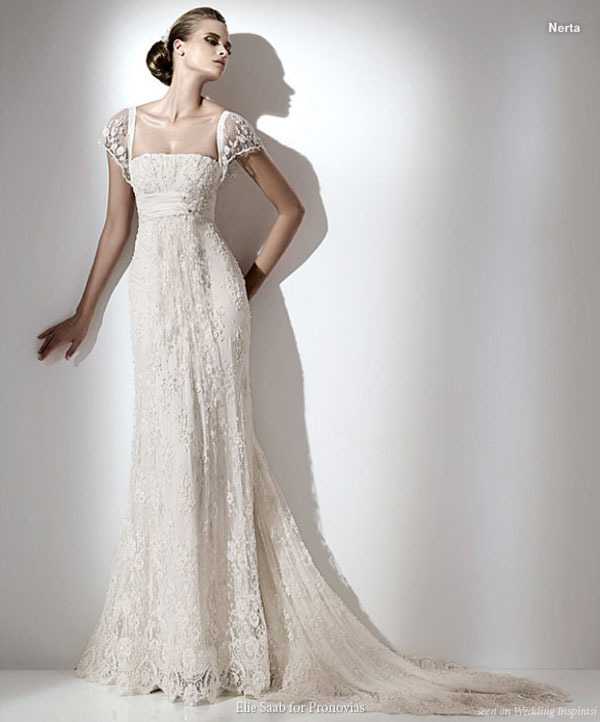 Sweet cap sleeve elie saab pronovias 2010 wedding gown