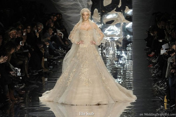 Elie Saab wedding dress with veil at the Spring Summer Haute Couture Fashion