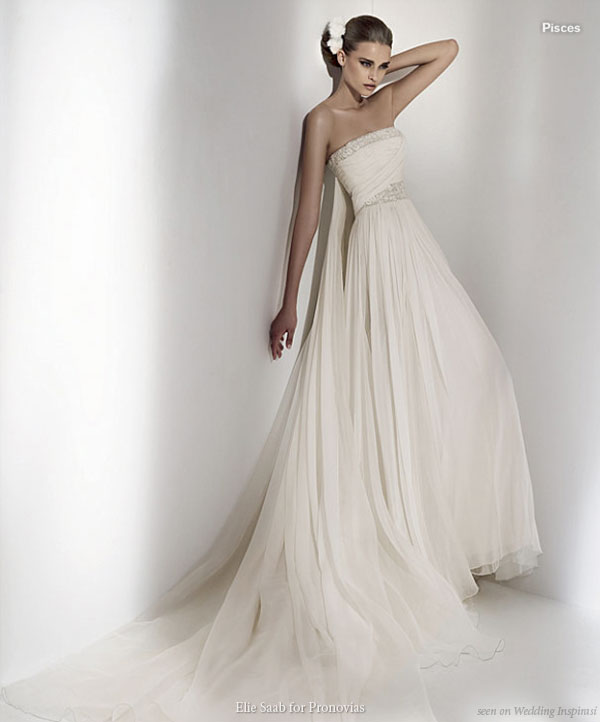 Grecian Beauty Pisces Greek Goddess style wedding dress by elie saab for 