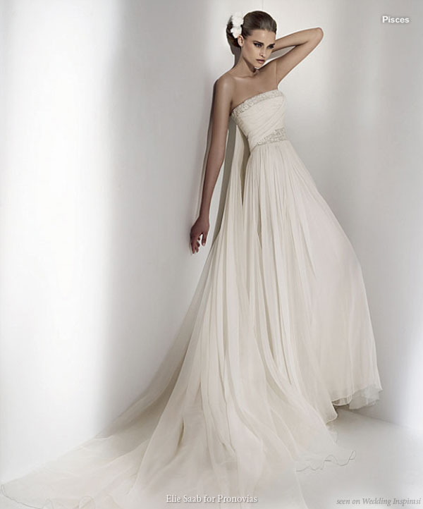 Grecian Beauty Pisces Greek Goddess style wedding dress by elie saab for