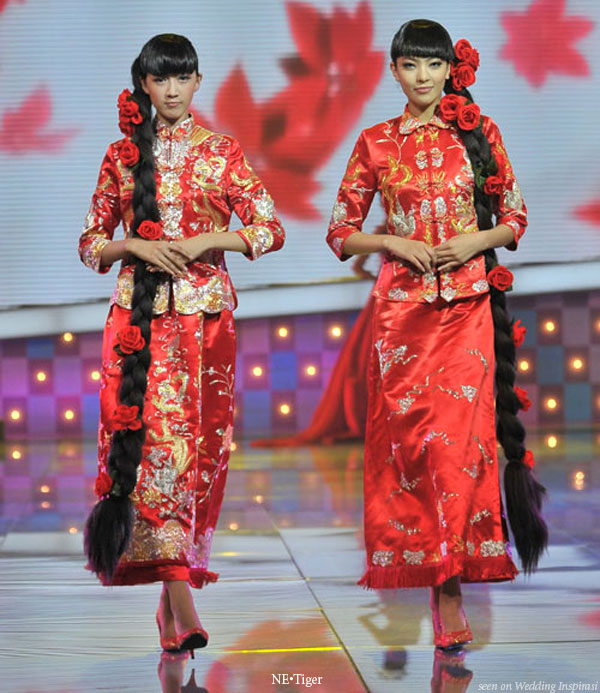 Chinese wedding fashion hua fu traditional bridal costume or kua