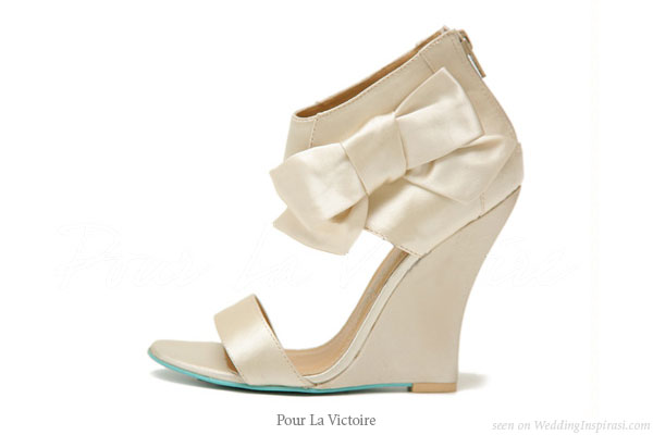 Designer bridal shoes with ribbon detail from Pour La Victoire designed by 