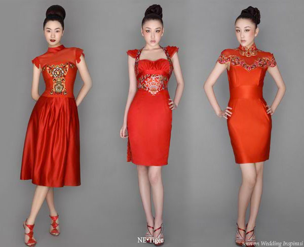 Ne.Tiger red Chinese traditional cheongsam and eastern influenced dresses 2008 collection