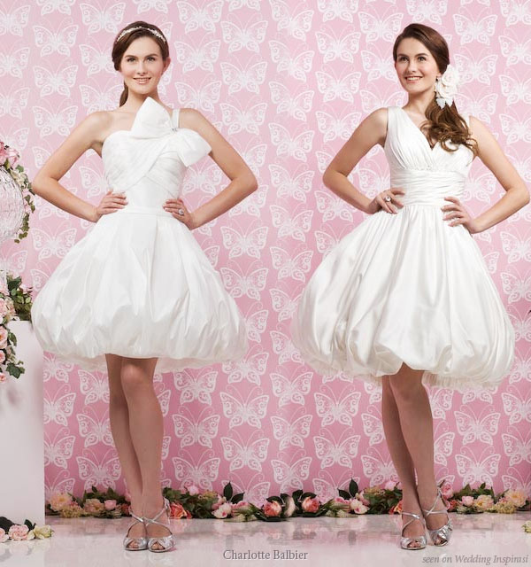 Adorable short wedding dresses featuring puffy bubble skirts