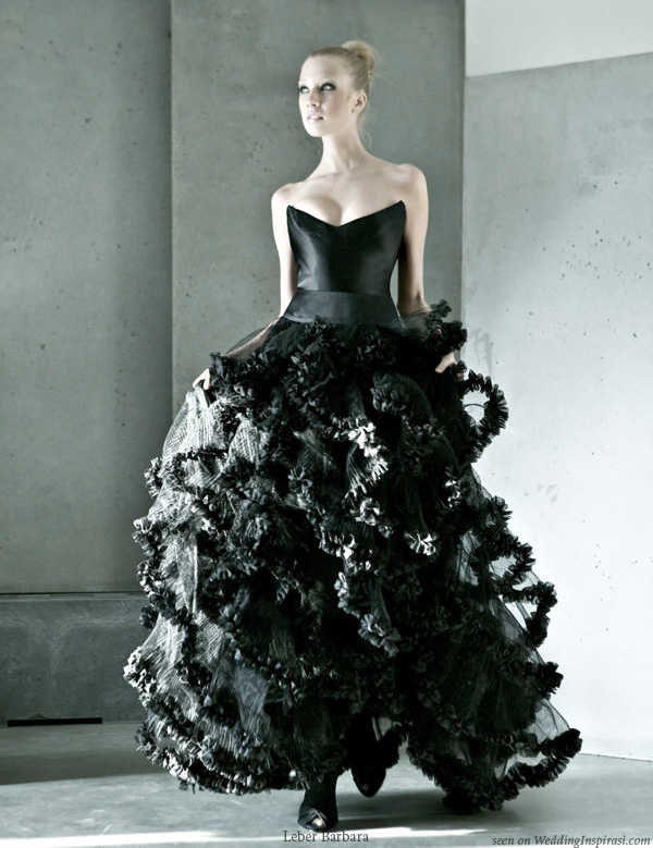 Black wedding dress by Hungarian designer L ber Barbara