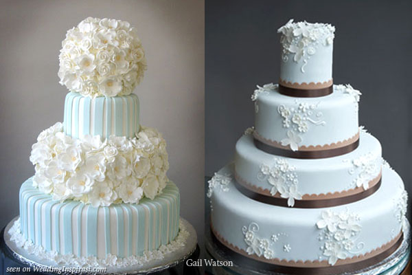 Light blue and white with flowers robin blue with brown trim cakes by Gail Light blue and white with flowers robin blue with brown trim cakes by Gail