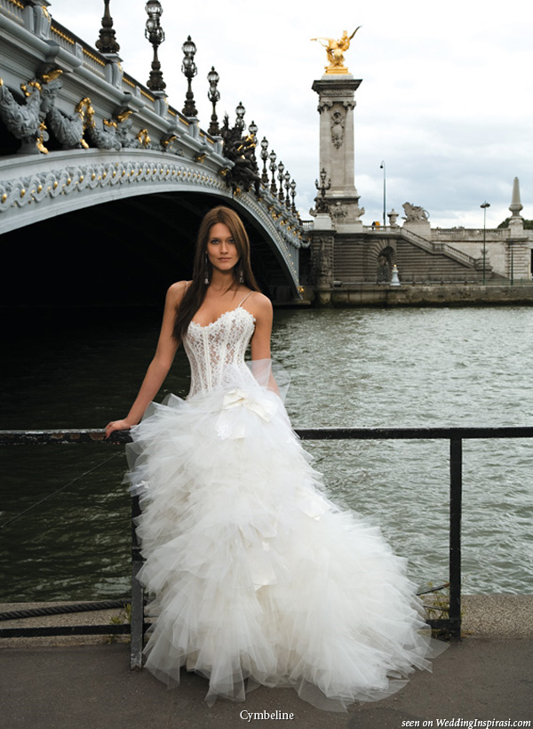 Corset wedding dress with ruffle skirt from Cymbeline Paris 2010 collection