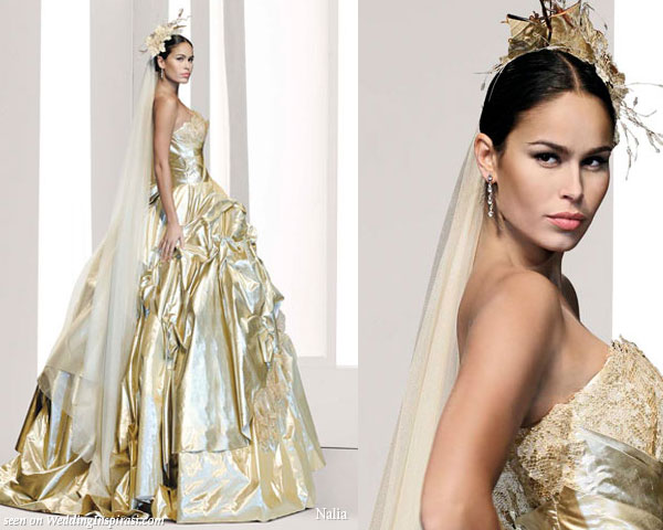Gold wedding dress Nalia Loly Cuba Creaciones Collecione Novia 2010