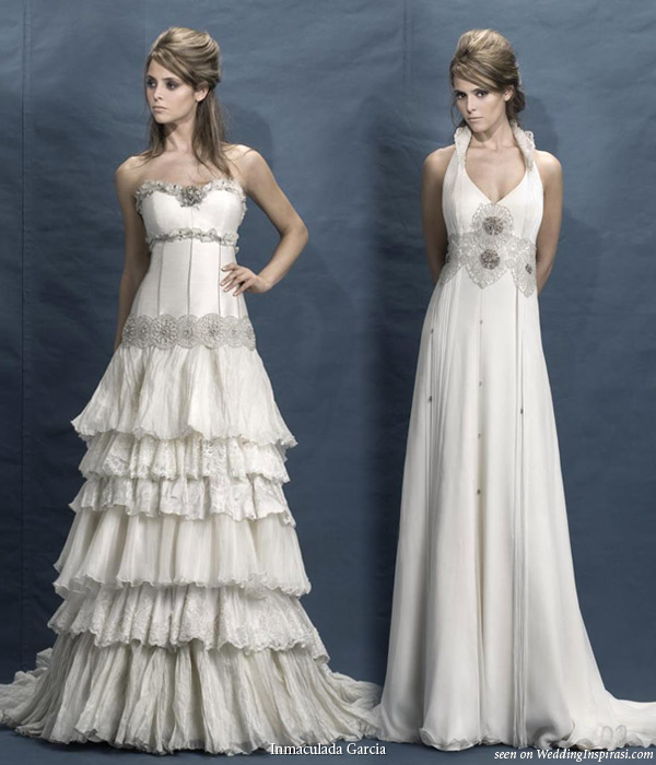 Tiered ruffle dress and vneck wedding gown from Wedding dresses from 