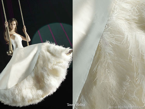 Teresa Helbig fur or feather lined wedding dress