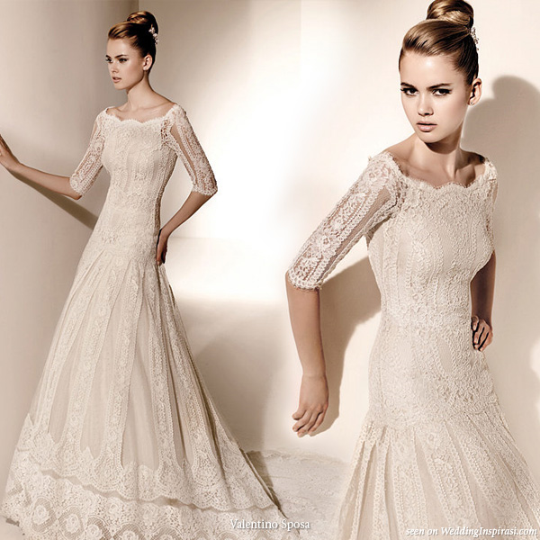 3 4 sleeve lace wedding gown from Valentino Sposa Pronovias
