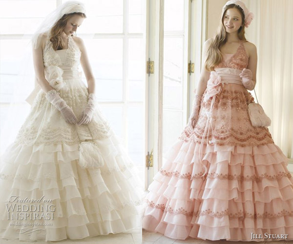 Cute Pink and white frill wedding dress from fashion designer Jill Stuart