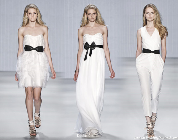 Kaviar Gauche wedding dresses with black decorative belts