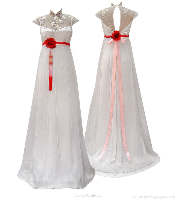 Mandarin collar wedding dress chinese inspired gown with red korean 