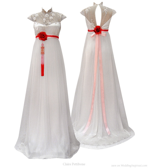 Mandarin collar wedding dress chinese inspired gown with red korean