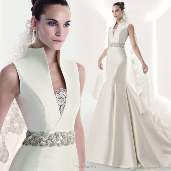 Structured wedding dress with collar from Franc Sarabia