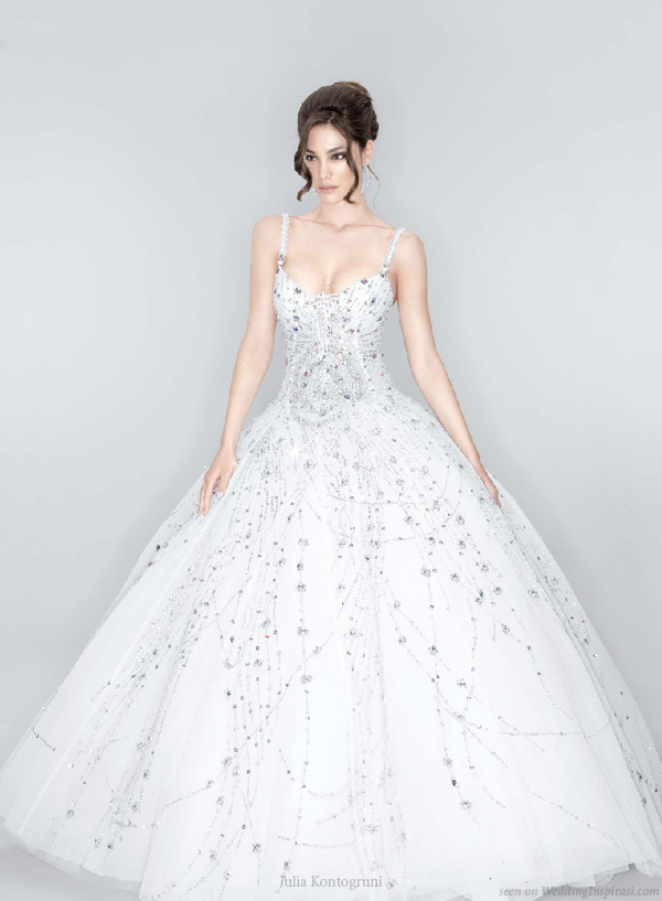 Beautiful wedding dress decorated with Swarovski crystals by Julia