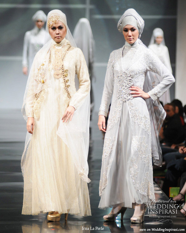 Islamic style muslimah wedding dresses and evening gowns on the runway