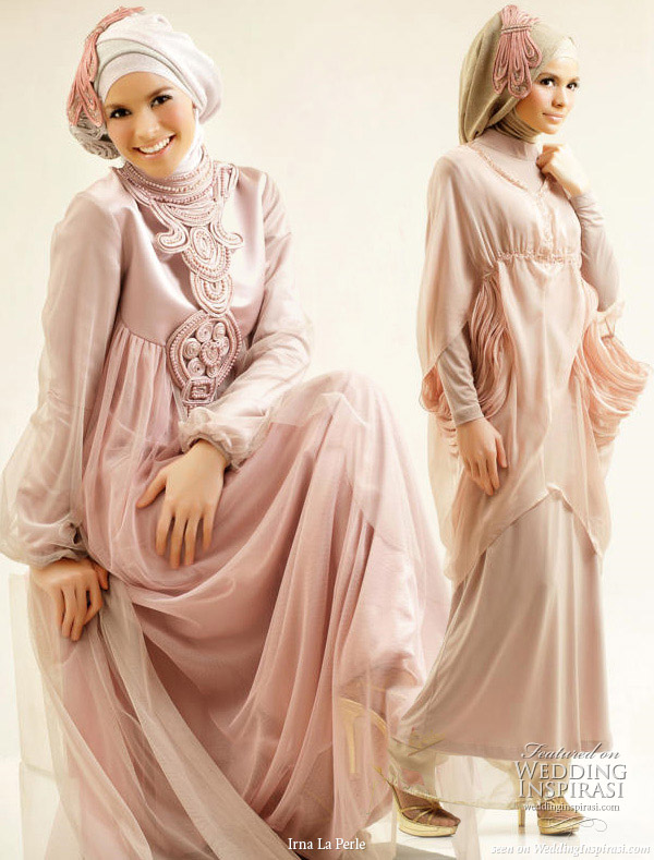Modest wedding gowns and muslimah evening dresses from Indonesia fashion  house Irna La Perle