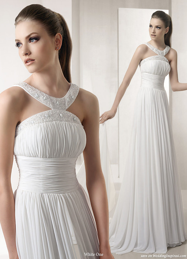 Unique halter neckline wedding dresses from White One Spain