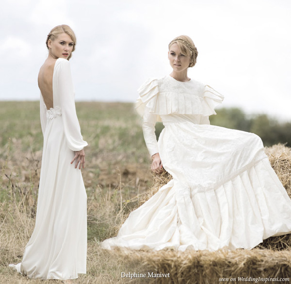 Delphine Manivet wedding dresses Come long retro silk jacquard dress and 