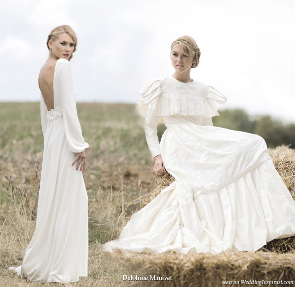 Delphine Manivet wedding dresses Come long retro silk jacquard dress and