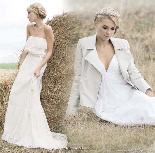  long sleeves in calais lace and pleated lace Short wedding dress paired 