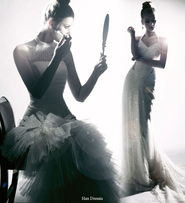 Glamourous black and white wedding dress photo shoot by Han Dressia