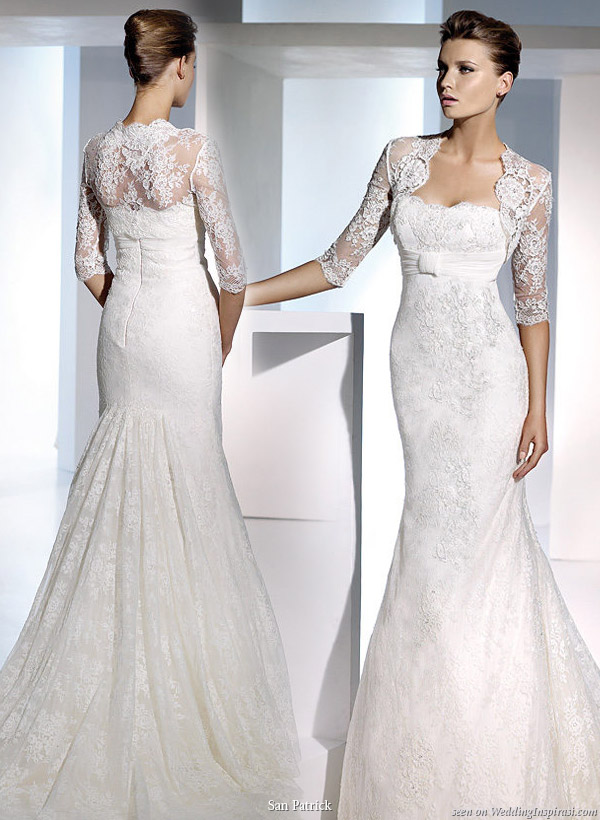 2010 lds Modest bride lace bolero over strap mermaid silhouette wedding gown