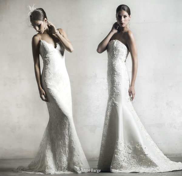 We never tire of airy Grecian style wedding gowns like the one on the left