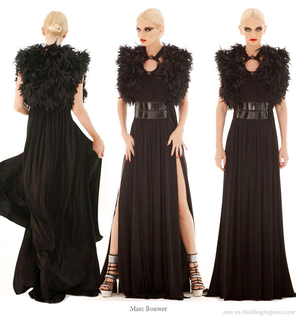 Black feather wedding dress inspiration from Marc Bouwer Spring 2010