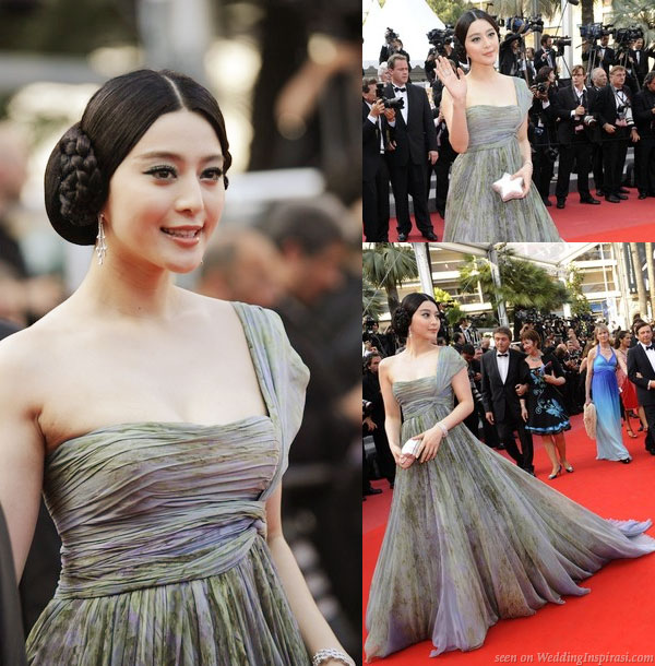 Fan Bingbing in one shoulder Elie Saab couture at Cannes Film Festival 2010