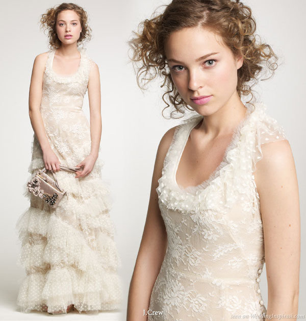 Romantic lace vintage offwhite or ivory color wedding dress from JCrew