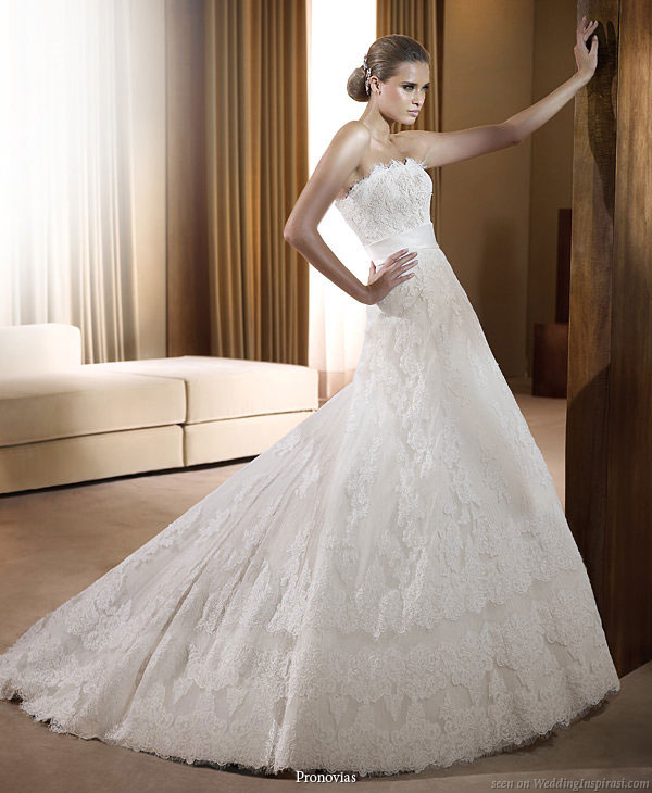 Pronovias 2011 Bridal Gown Collection - Fresno strapless lace  wedding dress