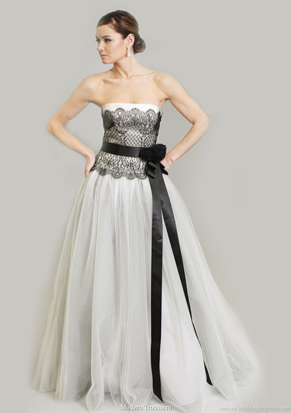 black and white wedding dresses. Martine, a sweet wedding gown,
