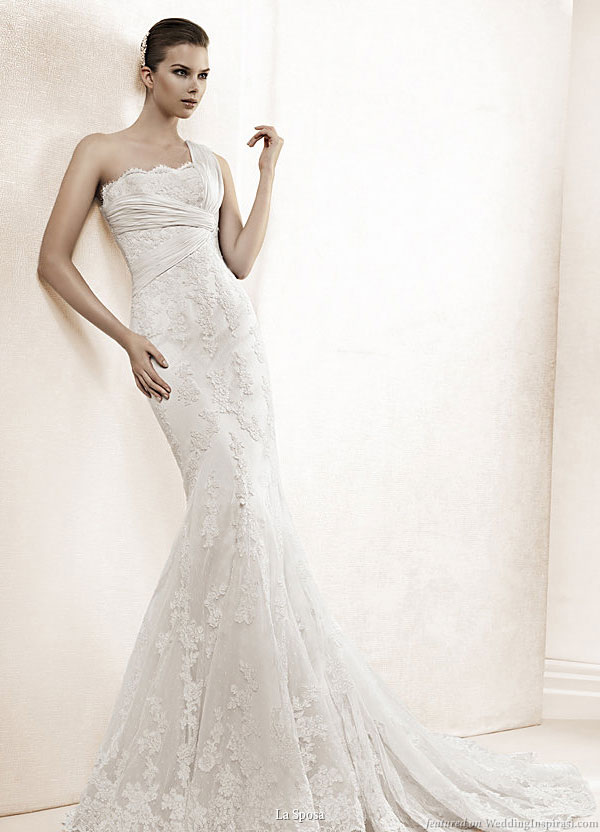 elegant lace sheath with a oneshoulder strap La Sposa 2011 Bridal Gown