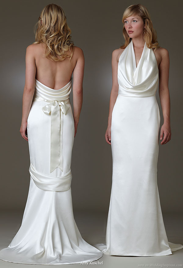 halter neck with striking open back Luxe Glamour Farrah wedding dress