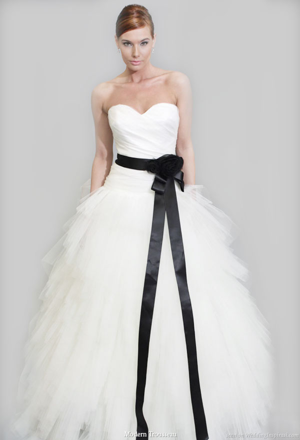 bridal gown collection Wallis strapless wedding dress with black sash