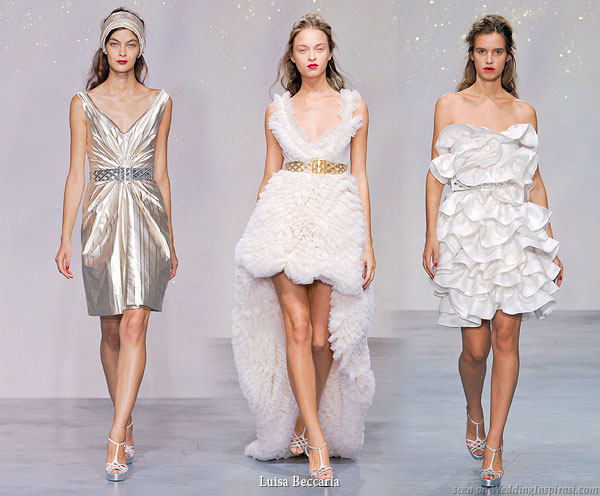  2010 collection Short white ivory silver wedding dress alternatives