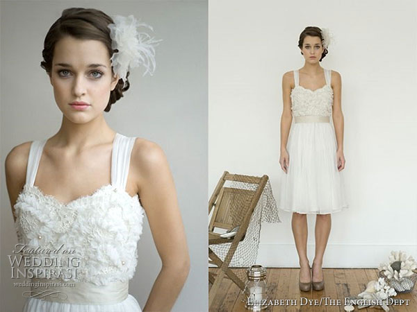 Beautiful short wedding dress with thick straps by Elizabeth Dye Heroines 