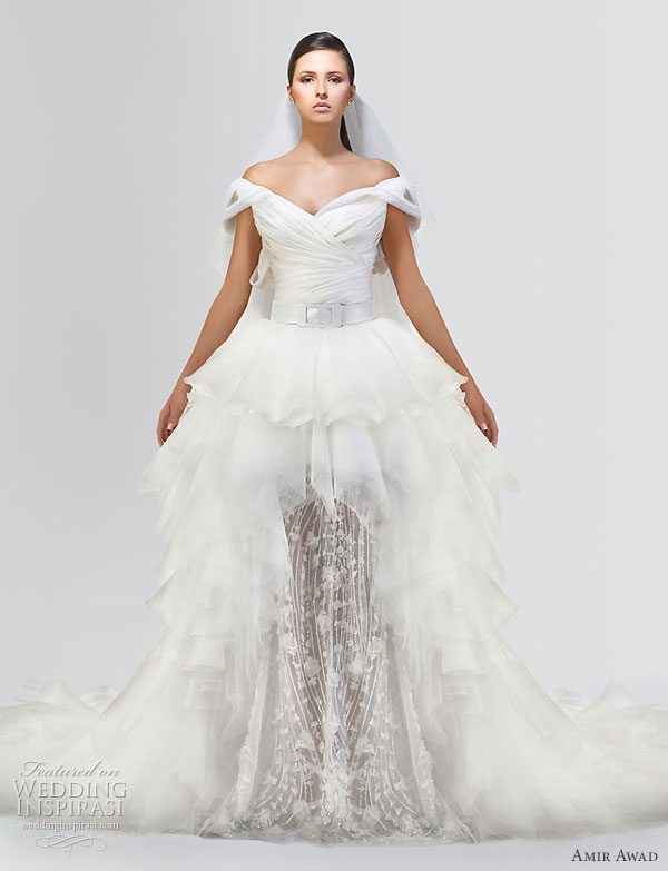 Amir Awad 2010 bridal gown collection dramatic off shoulder wedding dress 