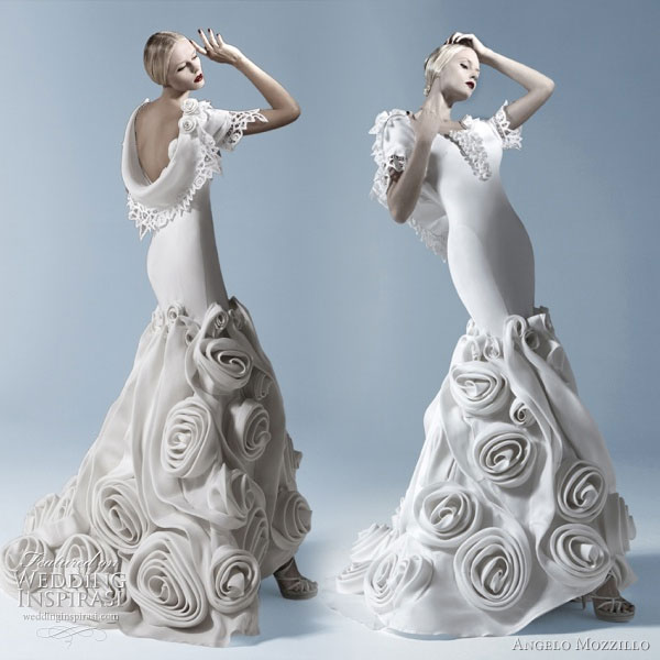 Angelo Mozzillo White Collection 2010 wedding dress with large rosette or 