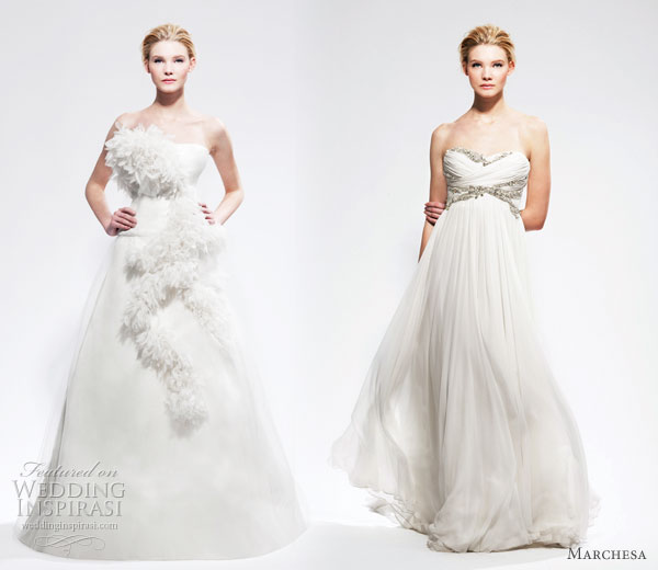 Marchesa wedding gowsn - two strapless wedding dresses from Marchesa Bridal Fall Winter 2010 - 2011 collection