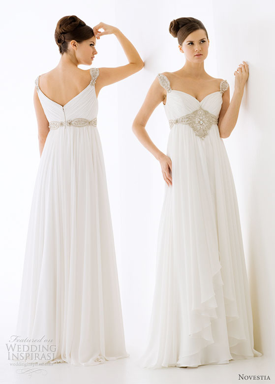 Novestia Bridal Gown collection 2010 a Grecian goddess style airy sheath