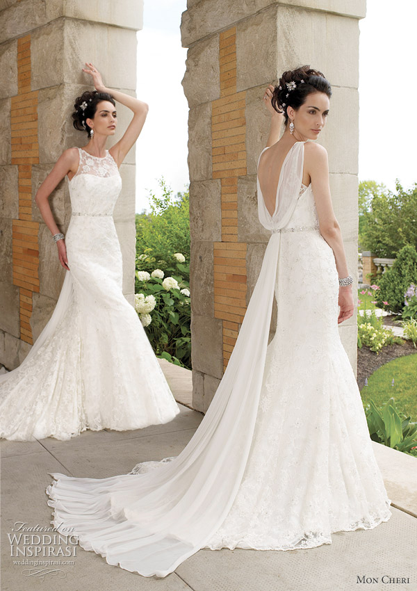 Mon Cheri 2011 wedding gowns Sleeveless lace slim Aline gown with 