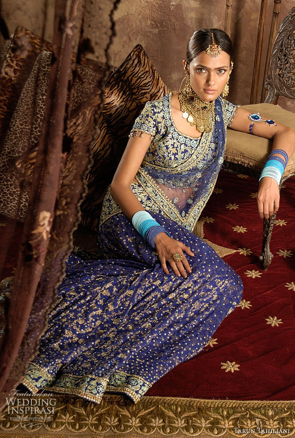 Indian wedding dress bridal lehenga or ghagra choli in blue silk 