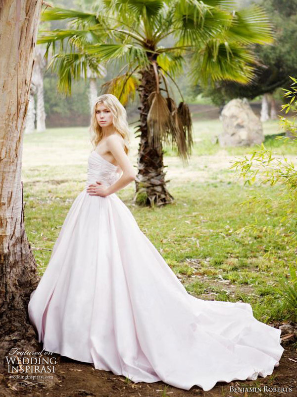 Benjamin Roberts wedding dresses 2011 light pink silk ball gown with plain 