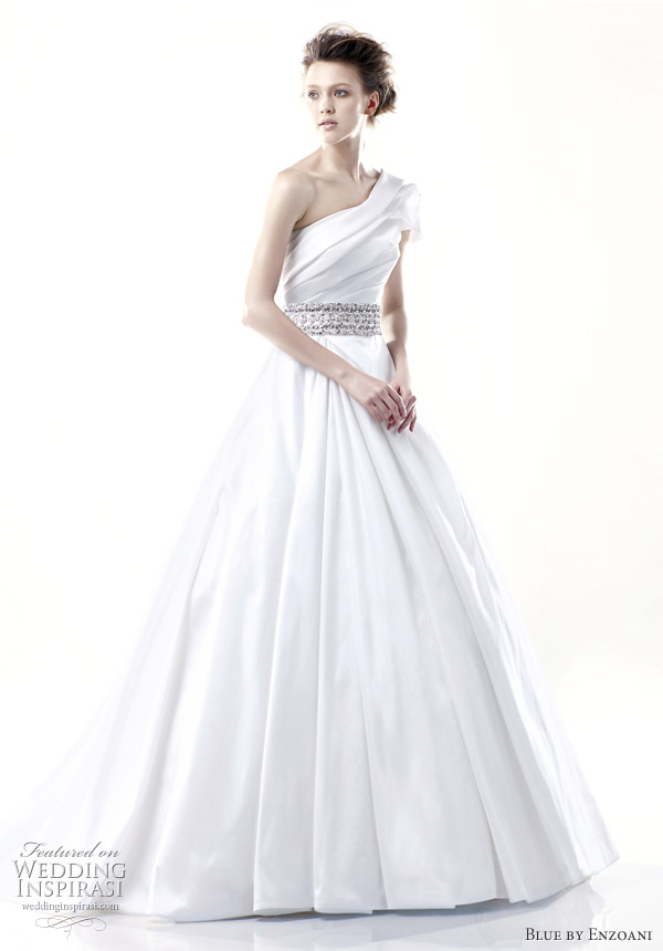 Dekalb wedding dress Blue by Enzoani Aline silhouette with asymmetrical 