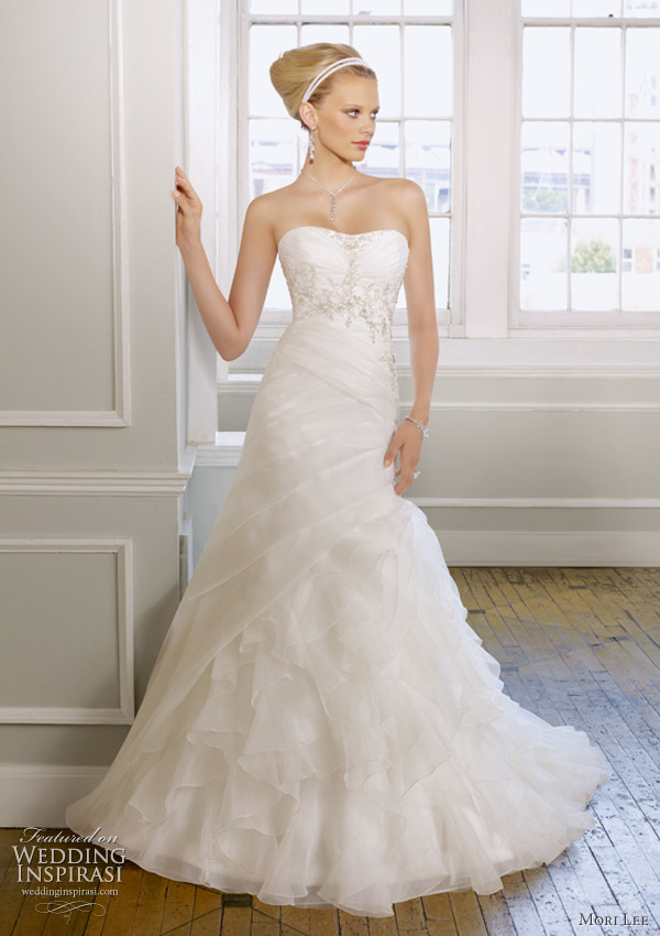 Mori Lee spring 2011 bridal gown Organza with embroidery strapless wedding
